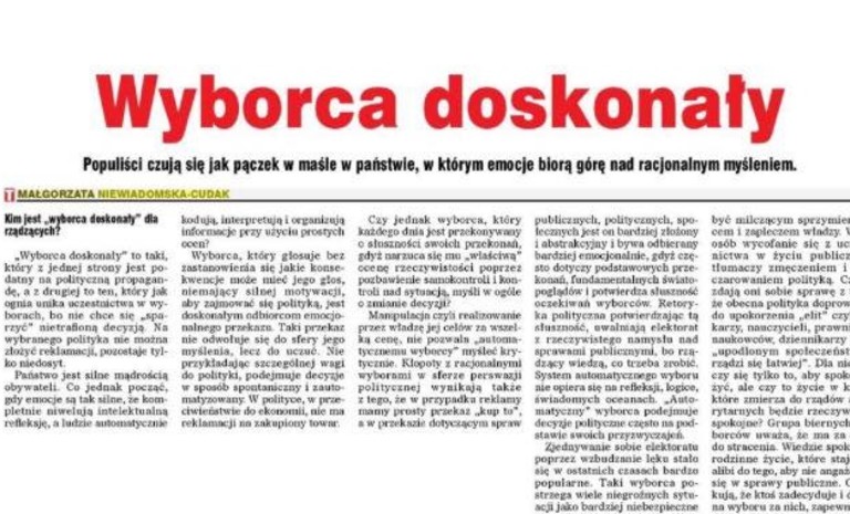 "Wyborca doskonały" w najnowszym Dzienniku Trybuna